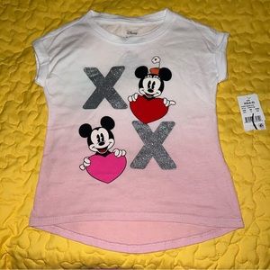 🌼 ❤️ Disney Mickey Minnie Mouse Shirt Valentine’s Day Size XS 4 5 New NWT